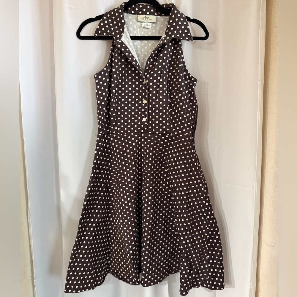 Retro 50s Style Brown Polka Dot Dress 10 - Picture 3 of 11